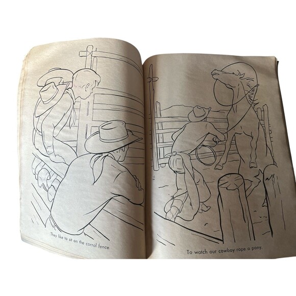 Real Cowboys In Action Big Coloring Book 1958 Merrill Company Printed USA READ - Picture 5 of 6